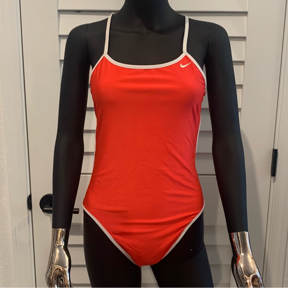 NWOT Nike Reversible Red and White/ Zebra Print One-Piece Athletic Swimsuit
